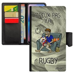 Чехол книжка на смартфон Apple iPhone X, "Не могу - смотрю регби!" Карикатура Игра Utaupia