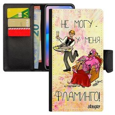 Чехол-книжка на смартфон Samsung Galaxy S7 Edge, "Не могу - у меня фламинго!" Анекдот Комикс Utaupia