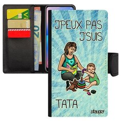 Чехол-книжка на смартфон iPhone X, "Не могу - стала тетей!" Карикатура Пародия Utaupia