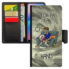 Чехол-книжка на смартфон Huawei P30 Lite, "Не могу - смотрю гандбол!" Карикатура Повод Utaupia