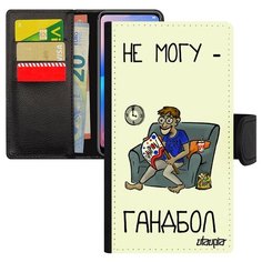 Чехол книжка на смартфон Xiaomi Redmi note 6 Pro, "Не могу - смотрю гандбол!" Игра Гандбол Utaupia