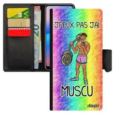Чехол книжка на смартфон Redmi 6a, "Не могу - у меня бодибилдинг!" Комикс Шутка Utaupia