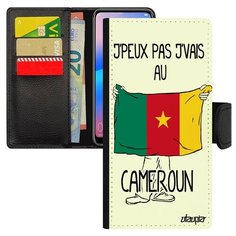 Чехол книжка на смартфон Samsung Galaxy A50, "Еду в Камерун" Туризм Флаг Utaupia