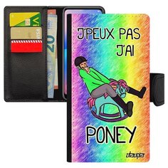 Чехол книжка на смартфон iPhone X, "Не могу - у меня пони!" Карикатура Пародия Utaupia