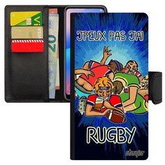 Чехол книжка на смартфон Samsung Galaxy A40, "Не могу - у меня регби!" Игра Комикс Utaupia