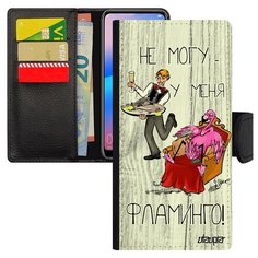 Чехол книжка на смартфон Samsung Galaxy A10, "Не могу - у меня фламинго!" Комикс Пародия Utaupia