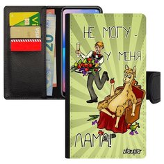 Чехол книжка на смартфон iPhone 8 Plus, "Не могу - у меня лама!" Шутка Повод Utaupia