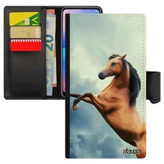 Чехол-книжка на смартфон Xiaomi Redmi note 6 Pro уникальный дизайн Лошадь Мустанг Кобыла Utaupia