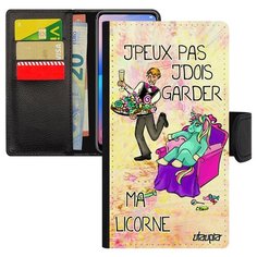 Чехол-книжка на смартфон iPhone XR, "Не могу - сижу с единорогом!" Комикс Карикатура Utaupia