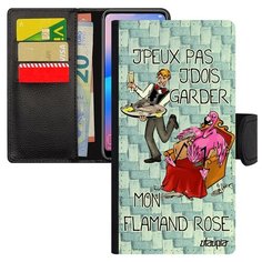 Чехол книжка на смартфон Galaxy A40, "Не могу - у меня фламинго!" Юмор Повод Utaupia