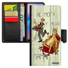 Чехол-книжка на смартфон Redmi 6a, "Не могу - у меня лама!" Комикс Карикатура Utaupia