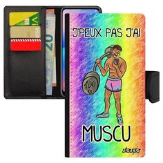 Чехол-книжка на смартфон iPhone 7 Plus, "Не могу - у меня бодибилдинг!" Юмор Карикатура Utaupia