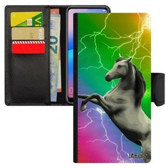 Чехол книжка на смартфон Самсунг Галакси A50 уникальный дизайн Лошадь Скакун Мерин Utaupia