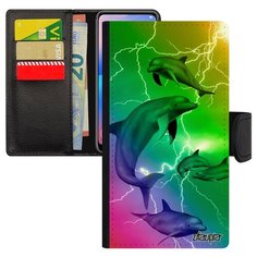 Чехол книжка на смартфон Xiaomi Redmi note 6 Pro французский дизайн Дельфины Косатка Афалина Utaupia