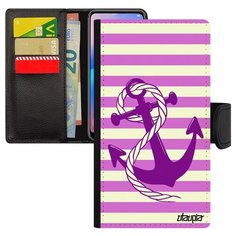 Чехол книжка на смартфон Samsung Galaxy S10e уникальный дизайн Якорь Тельняшка Море Utaupia