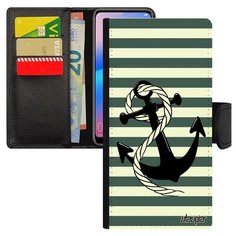 Чехол книжка на смартфон Xiaomi Redmi 6a уникальный дизайн Якорь Тельняшка Подводник Utaupia