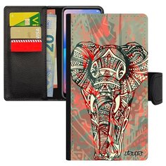 Чехол-книжка на смартфон Samsung Galaxy S7 оригинальный дизайн Слон Elephant Саванна Utaupia