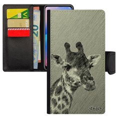 Чехол-книжка на смартфон Ксиаоми Редми Нот 6 Про французский дизайн Жираф Африка Саванна Utaupia