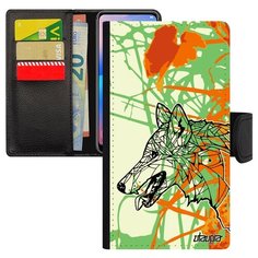 Чехол книжка на смартфон Apple iPhone 6 6S Plus уникальный дизайн Волк Злой Хищник Utaupia