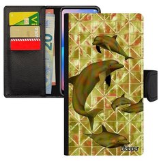 Чехол книжка на смартфон Samsung Galaxy S10e уникальный дизайн Дельфины Животные Гринды Utaupia