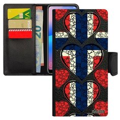 Чехол книжка на смартфон Galaxy A50, "Флаг Норвегии с сердцем" Туризм Страна Utaupia