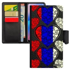 Чехол книжка на смартфон Huawei P20 Lite, "Флаг России с сердцем" Страна Патриот Utaupia