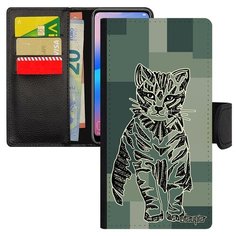 Чехол-книжка на смартфон Самсунг Галакси S8 оригинальный дизайн Кот Тигристый Пушистый Utaupia