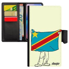 Чехол книжка на смартфон iPhone 7, "Флаг Конго Киншаса с руками" Туризм Государственный Utaupia