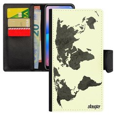 Чехол-книжка на смартфон Samsung Galaxy S8 французский дизайн Карта мира Глобус Материк Utaupia