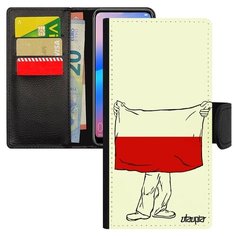Чехол книжка на смартфон P30 Lite, "Флаг Польши с руками" Туризм Путешествие Utaupia