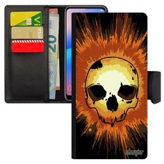 Чехол-книжка на смартфон Huawei P30 Lite уникальный дизайн Череп Готичный Кость Utaupia