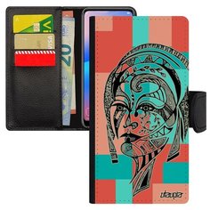 Чехол книжка на смартфон Huawei P20 Lite уникальный дизайн Портрет женщины Трибал Лицо Utaupia