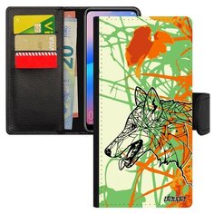 Чехол книжка на смартфон Самсунг Галакси A10 оригинальный дизайн Волк Охота Древний Utaupia