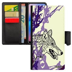 Чехол книжка на смартфон Samsung Galaxy S8 французский дизайн Волк Зверь Злой Utaupia