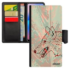 Чехол книжка на смартфон Хуавей P20 Лайт уникальный дизайн Волк Злой Хищник Utaupia