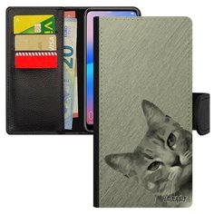 Чехол книжка на смартфон Samsung Galaxy A50 французский дизайн Котик Зверь Пушистый Utaupia