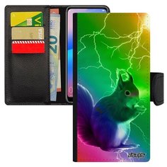 Чехол книжка на смартфон Самсунг Галакси A50 оригинальный дизайн Белка Векша Пушистая Utaupia