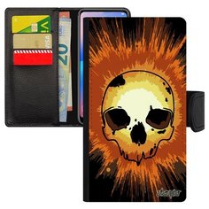 Чехол книжка на смартфон Xiaomi Redmi note 6 Pro уникальный дизайн Череп Скелет Хэллоуин Utaupia