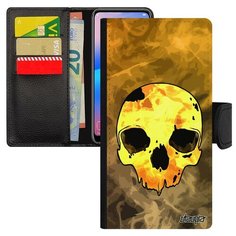 Чехол книжка на смартфон Samsung Galaxy A40 оригинальный дизайн Череп Хэллоуин Готичный Utaupia