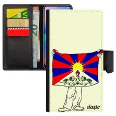Чехол-книжка на смартфон iPhone XS, "Флаг Тибета с руками" Страна Путешествие Utaupia