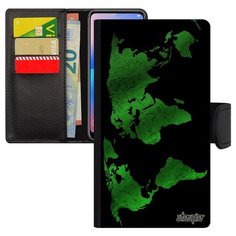 Чехол книжка на смартфон Эпл Айфон XR оригинальный дизайн Карта мира Материк Планета Utaupia