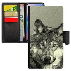 Чехол книжка на смартфон Samsung Galaxy S10e оригинальный дизайн Дикий волк Wolf Хищник Utaupia
