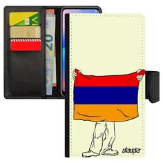 Чехол книжка на смартфон Redmi note 6 Pro, "Флаг Армении с руками" Страна Патриот Utaupia