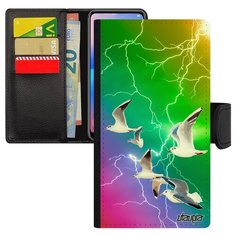 Чехол-книжка на смартфон Samsung Galaxy S10e оригинальный дизайн Чайки Птицы Море Utaupia