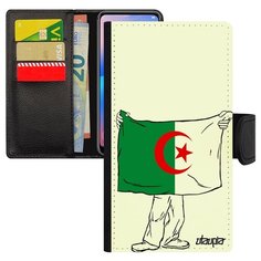 Чехол-книжка на смартфон Xiaomi Redmi note 6 Pro, "Флаг Алжира с руками" Туризм Путешествие Utaupia