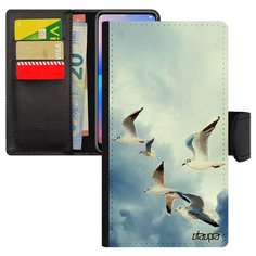 Чехол-книжка на смартфон Самсунг Галакси A5 2017 оригинальный дизайн Чайки Птицы Буревестник Utaupia
