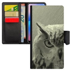 Чехол книжка на смартфон Самсунг Галакси S7 Эйдж оригинальный дизайн Сова Хищник Сыч Utaupia