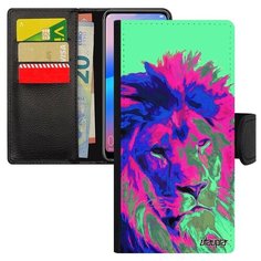 Чехол-книжка на смартфон Хуавей P30 Лайт оригинальный дизайн Лев Хищник Саванна Utaupia