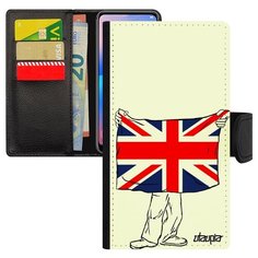 Чехол-книжка на смартфон iPhone 8, "Флаг английский с руками" Путешествие Туризм Utaupia
