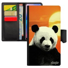 Чехол книжка на смартфон Самсунг Галакси S10Е уникальный дизайн Большая панда Медведь Малыш Utaupia